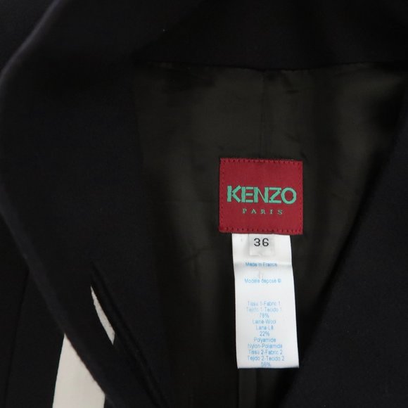 vtg KENZO Wool jacket w attached scarf F 36 XS - Picture 6 of 6